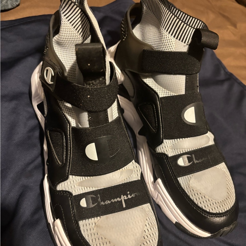 Champion Black and White High-Top Sneakers